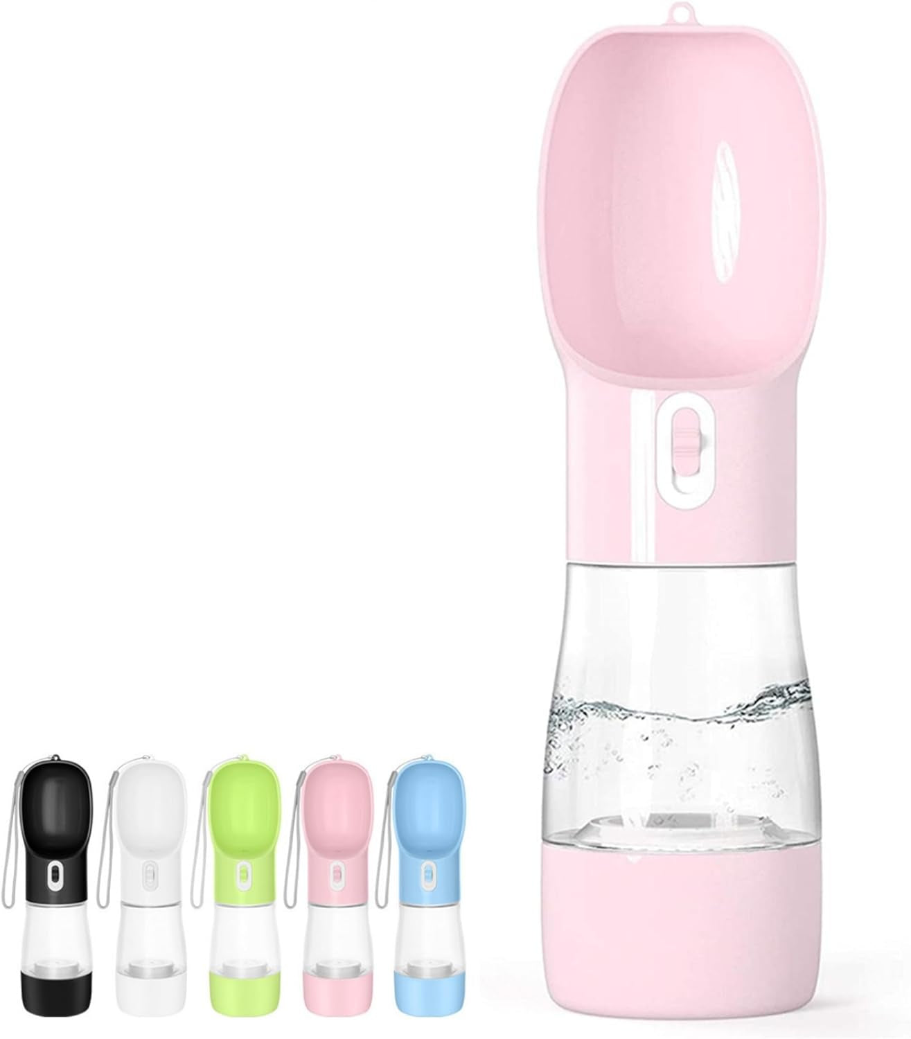 Outdoor Dog Water Bottle Dispenser - Leak Proof for Pets on the Go with Food Container Multifunctional Travel Dog Water Bottle (Pink)