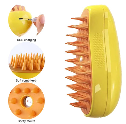 3-in-1 Pet Grooming Brush – Electric Spray, Massage & Hair Removal